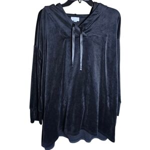 Pure Jill Velour Velvet Black Relaxed Fit Loungewear Hoodie Size XL
